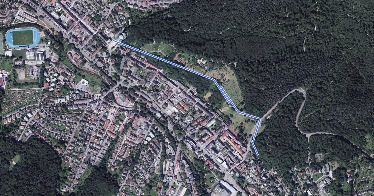 Маршрут Baden-Baden Bernharduskirche - Abzweig Belzerweg на спутниковом снимке