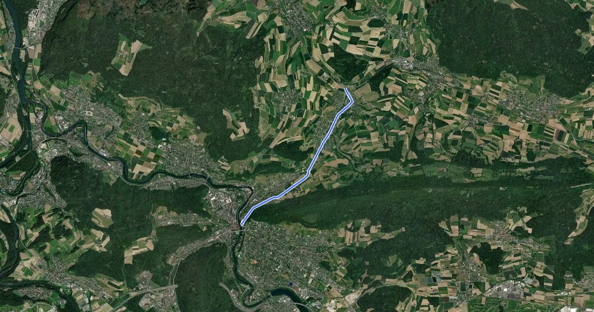 Маршрут Baden-Ehrendingen на спутниковом снимке