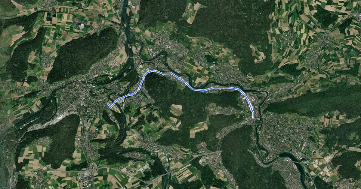 Маршрут Baden-Gebenstorf-Windsich на спутниковом снимке
