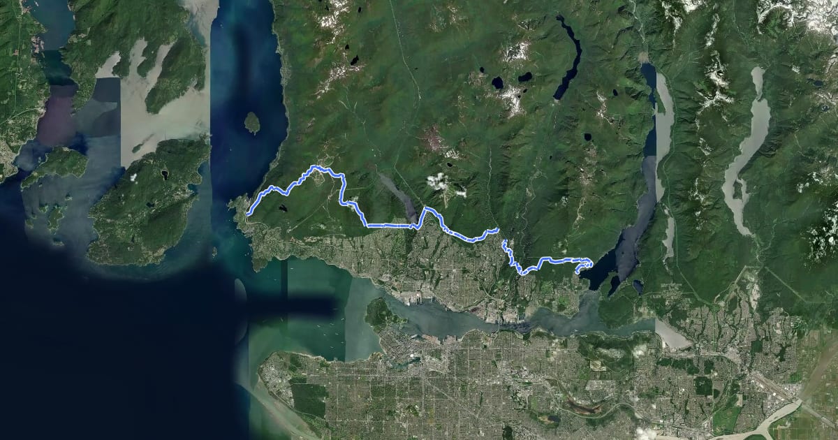 Маршрут Baden Powell Trail на спутниковом снимке