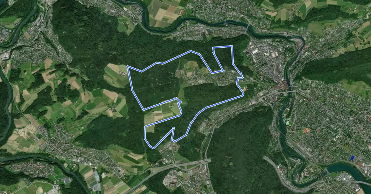 Маршрут Badener Running Walking Trail Lang на спутниковом снимке