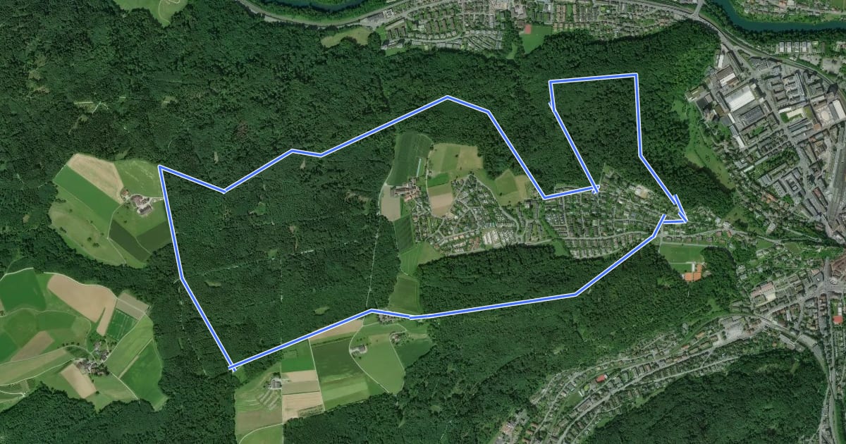 Маршрут Badener Running Walking Trail Mittel на спутниковом снимке