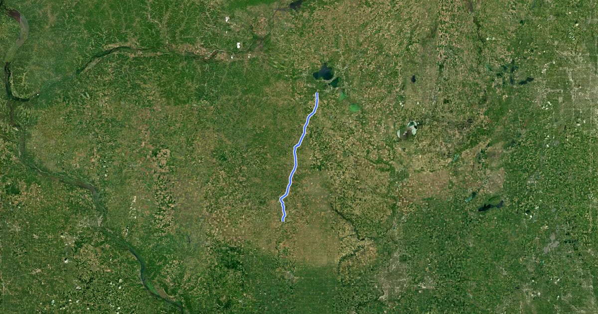 Маршрут Badger State Trail на спутниковом снимке