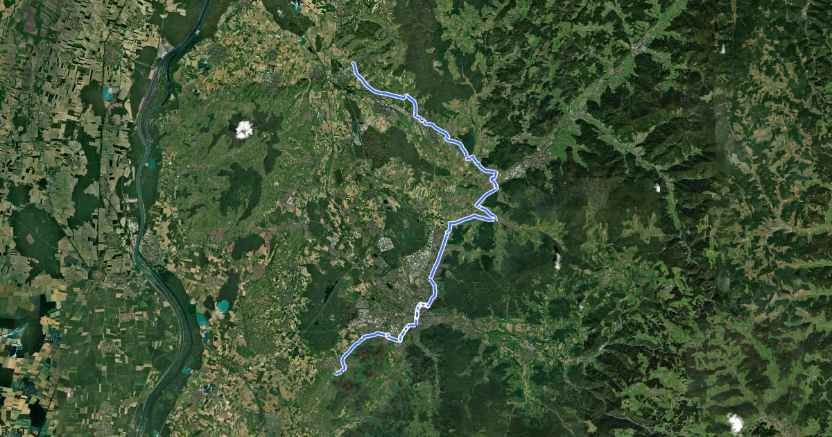 Маршрут Badischer Weinradweg - Etappe 2 Variante: Freiburg/Glottertal на спутниковом снимке