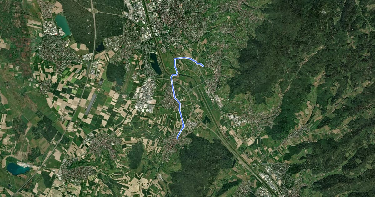 Маршрут Badischer Weinradweg - Variante: Abkürzung Gengenbach на спутниковом снимке
