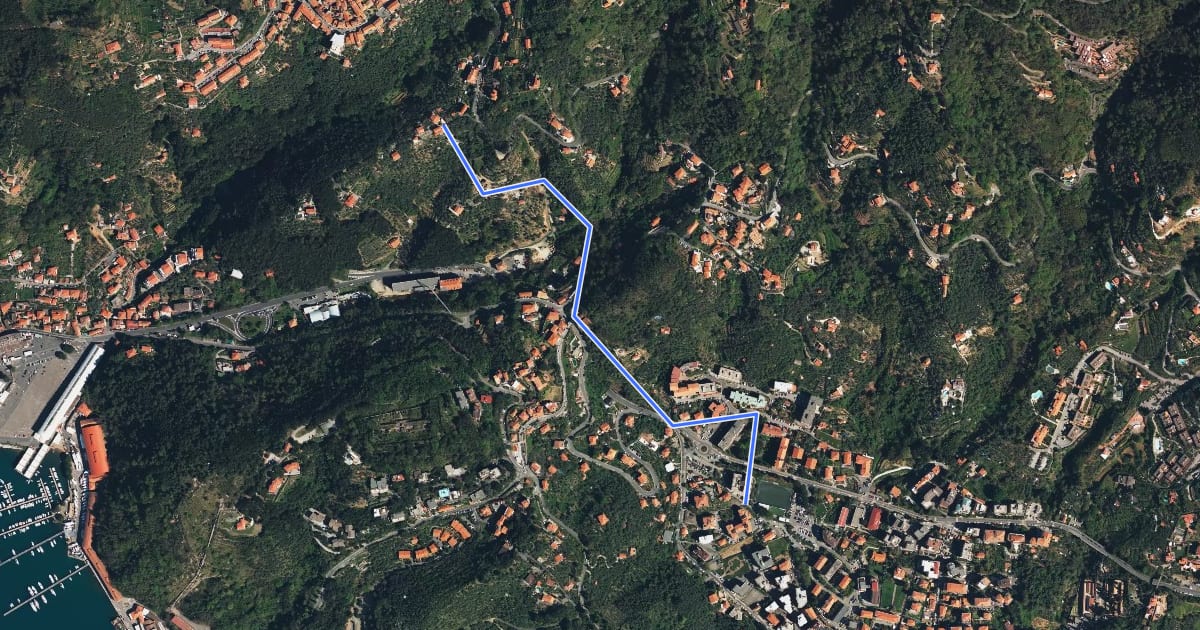 Маршрут Bagnara – Pozzuolo - innesto sent. 451 на спутниковом снимке