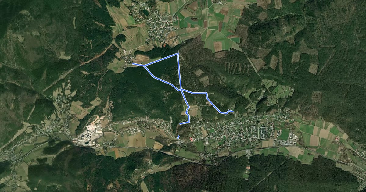 Маршрут Bahnhaltestelle Dreistetten - Alkersdorf - Markt Piesting на спутниковом снимке
