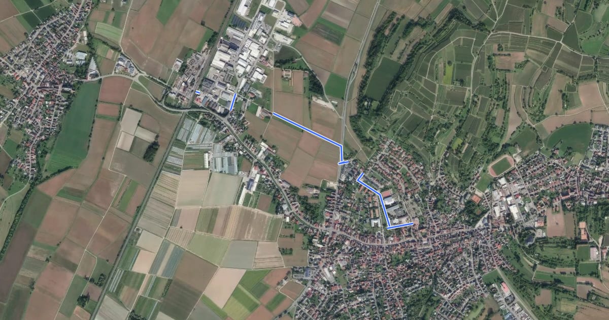 Маршрут Bahnhof Friesenheim - ? на спутниковом снимке
