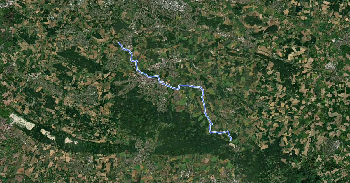 Маршрут BahnRadRoute Teuto - Senne (Alternativroute Georgsmarienhütte) на спутниковом снимке