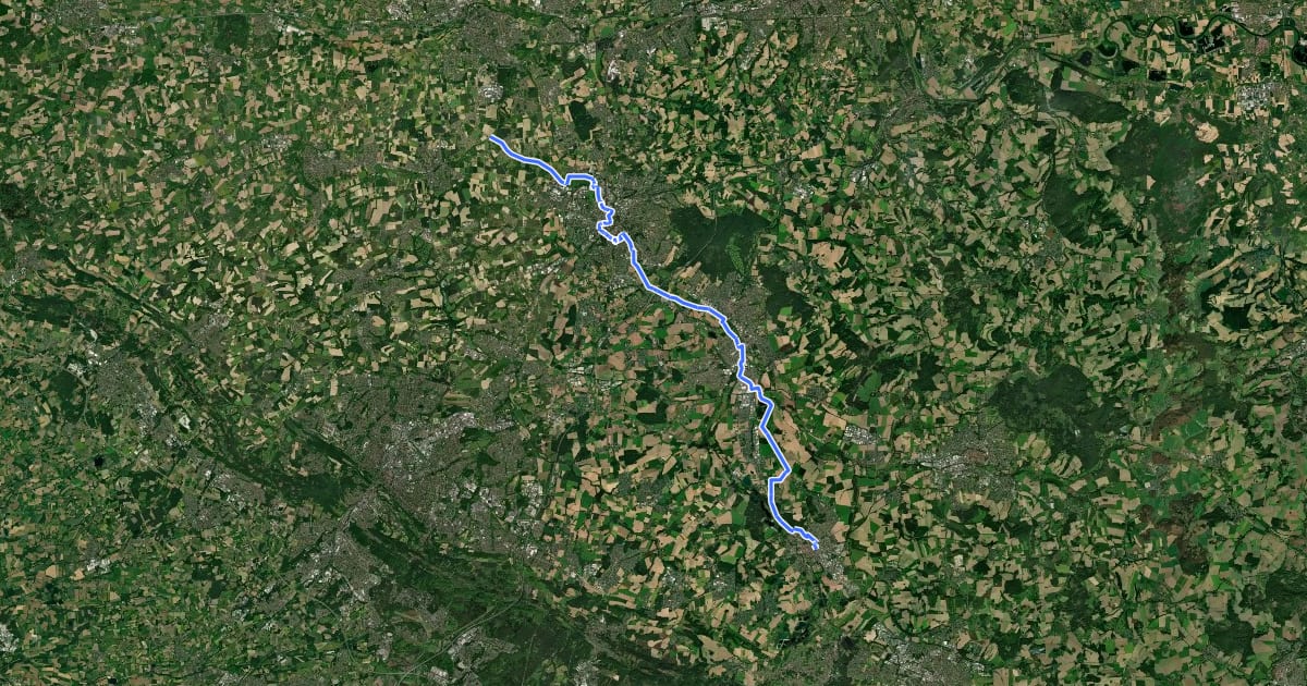 Маршрут BahnRadRoute Weser - Lippe (Alternativroute Herford) на спутниковом снимке