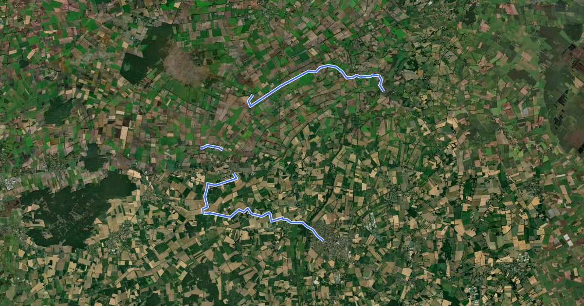 Маршрут BahnRadRoute Weser - Lippe (Alternativroute Stemwede) на спутниковом снимке
