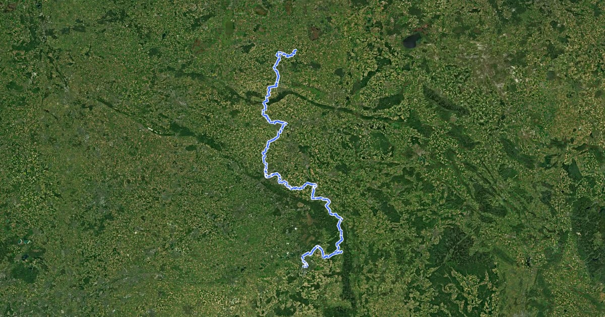 Маршрут BahnRadRoute Weser - Lippe (Hauptroute) на спутниковом снимке