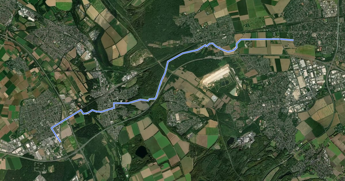 Маршрут Bahnradweg Aachen-Köln на спутниковом снимке