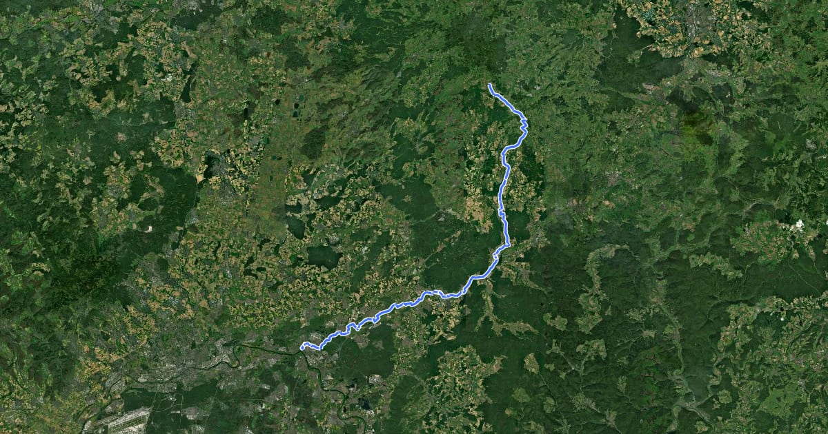 Маршрут Bahnradweg Hessen Alternative на спутниковом снимке
