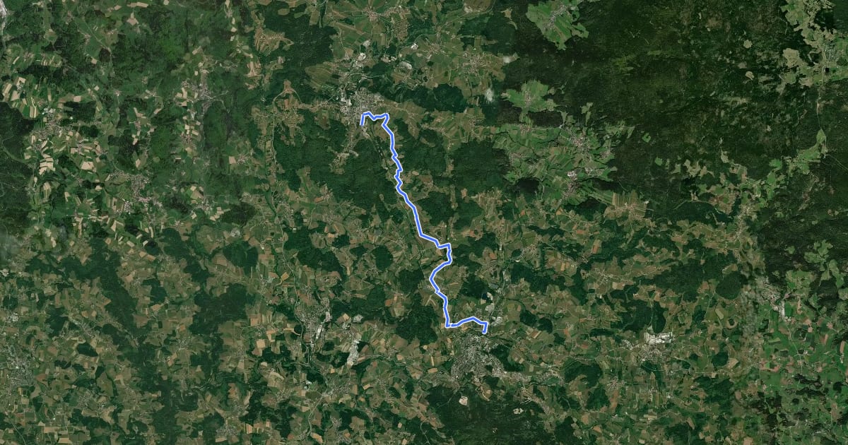 Маршрут Bahntrassen-Route на спутниковом снимке