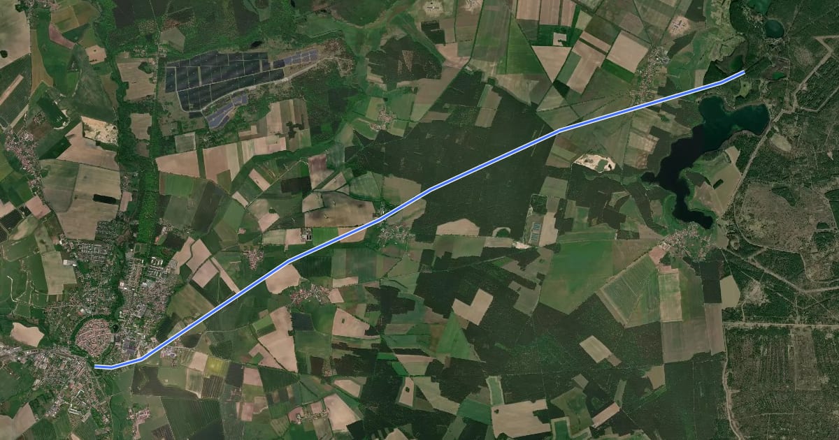 Маршрут Bahntrassenradeln Wittstock – Buschhof на спутниковом снимке
