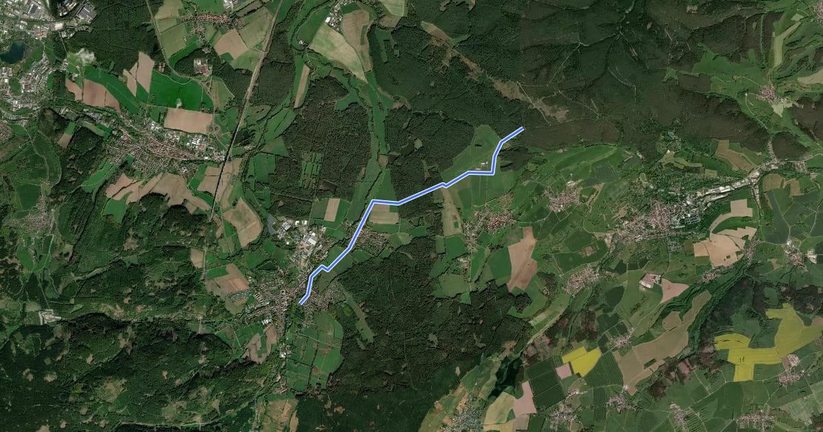 Маршрут Bahntrassenradweg - Rinnetalradweg на спутниковом снимке