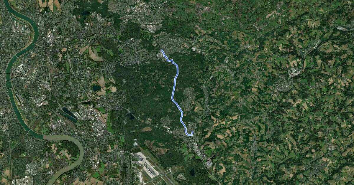 Маршрут Bahntrassenradweg Sülztalbahn Abschnitt Rösrath-Bensberg на спутниковом снимке