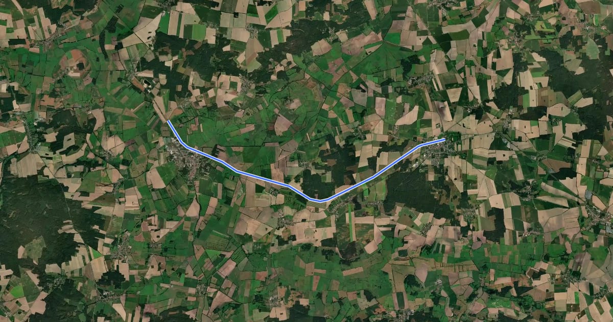 Маршрут Bahntrassenroute Kalbe-Bismark на спутниковом снимке