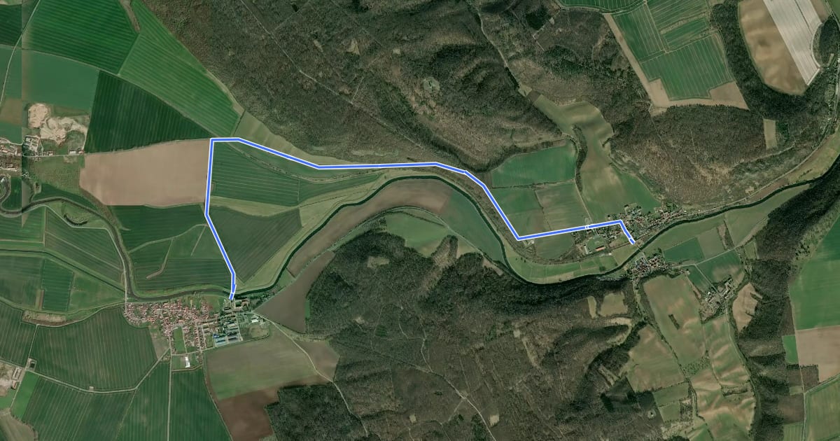 Маршрут Bahnwanderweg на спутниковом снимке