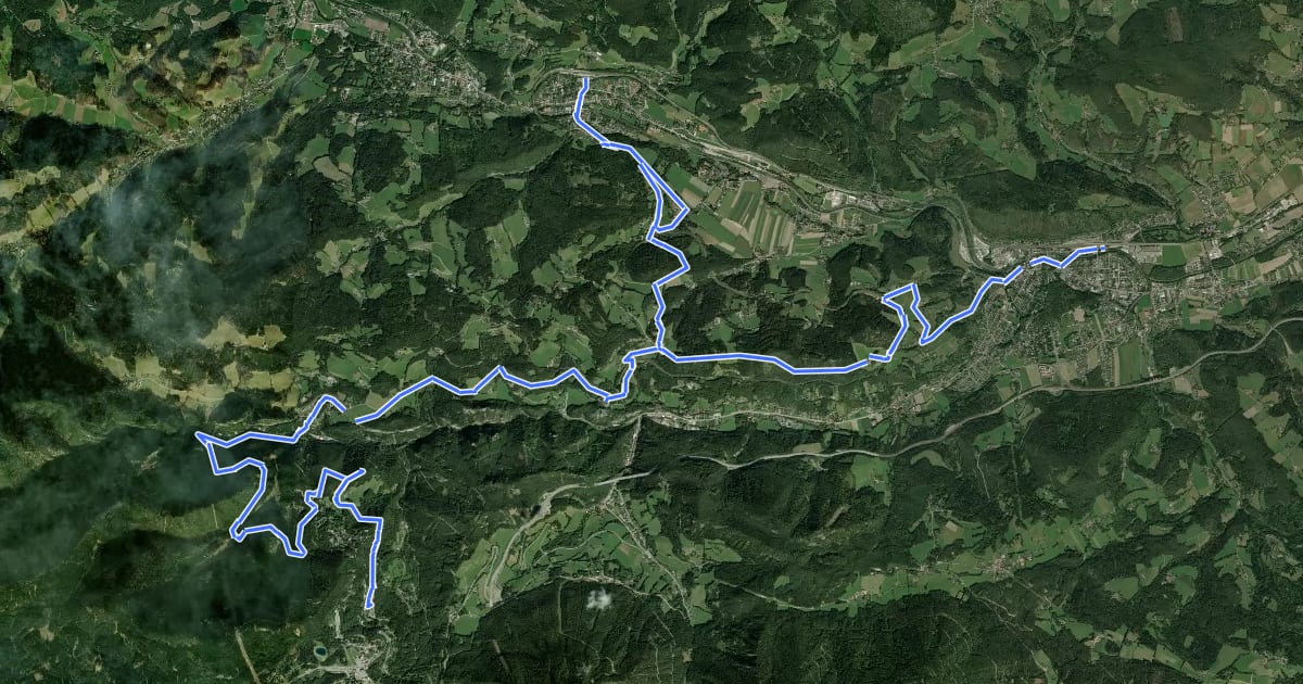 Маршрут Bahnwanderweg Historische Ghega-Semmeringbahn на спутниковом снимке