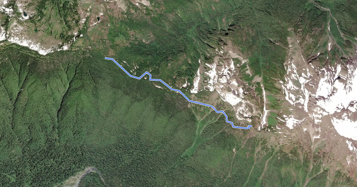 Маршрут Bailey Range Way Trail на спутниковом снимке