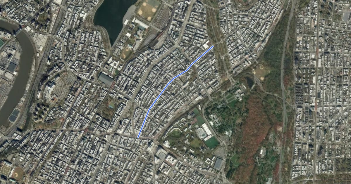Маршрут Bainbridge Avenue на спутниковом снимке