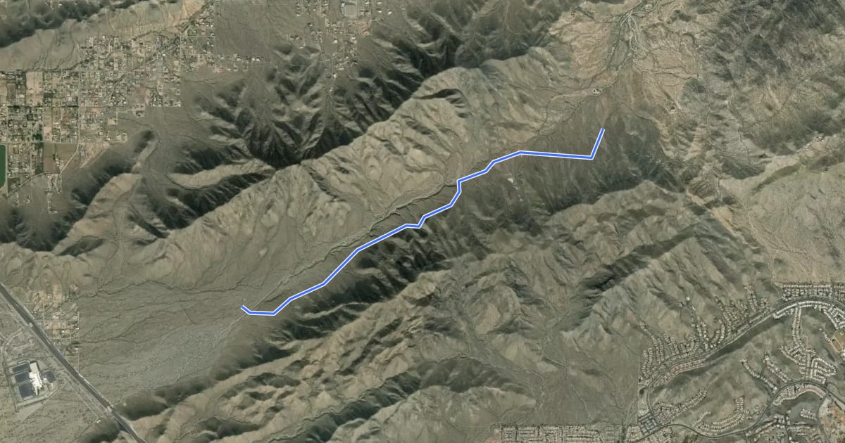 Маршрут Bajada Trail на спутниковом снимке