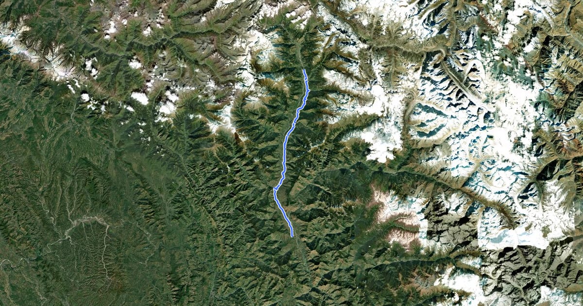 Маршрут Bajaura to Manali на спутниковом снимке