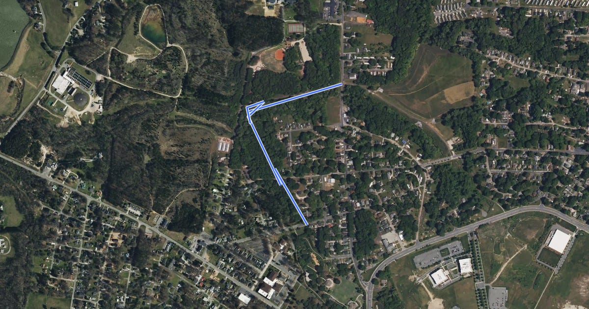 Маршрут Bakers Creek Greenway на спутниковом снимке