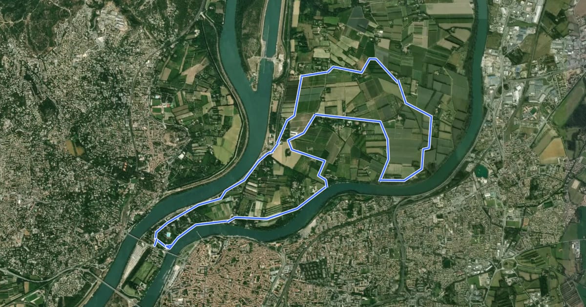 Маршрут Balade de l'île de la Barthelasse à vélo на спутниковом снимке