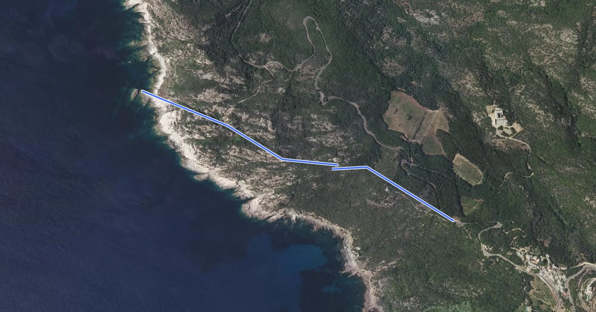 Маршрут Balade littorale du Monte Rossu et des moulins на спутниковом снимке
