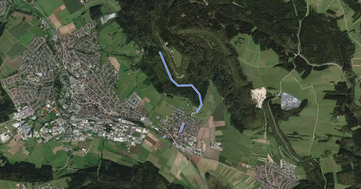 Маршрут Balgheim - Dreifaltigkeitsberg на спутниковом снимке