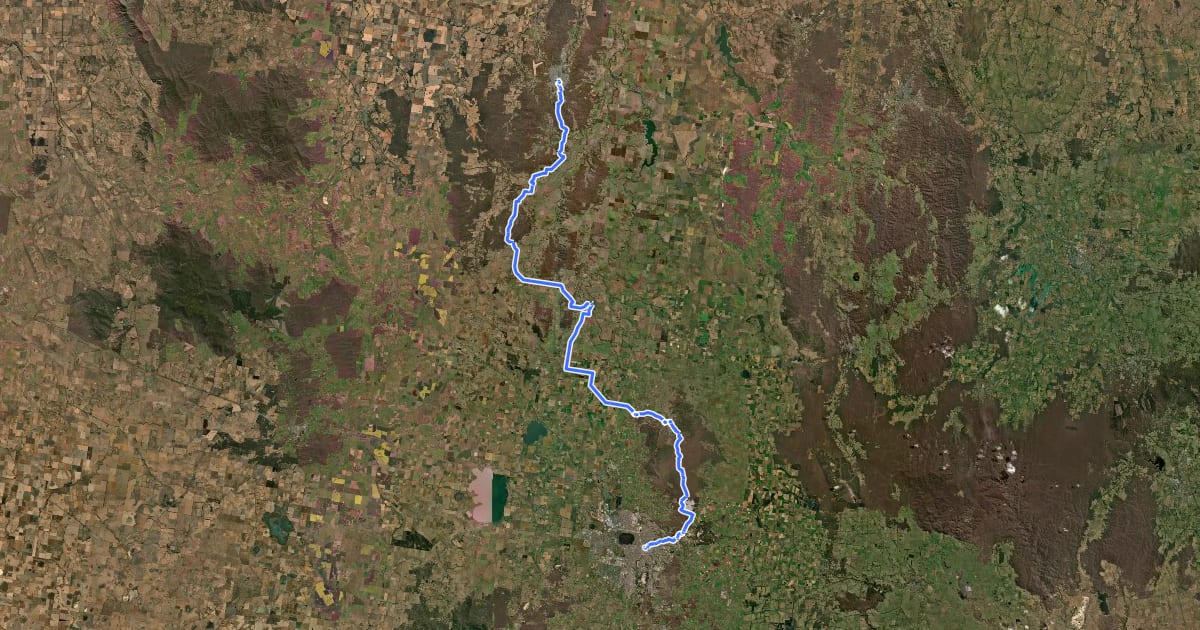 Маршрут Ballarat - Maryborough Heritage Trail на спутниковом снимке