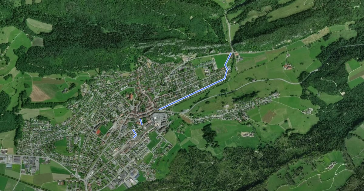 Маршрут Balsthal Station - St. Wolfgang на спутниковом снимке