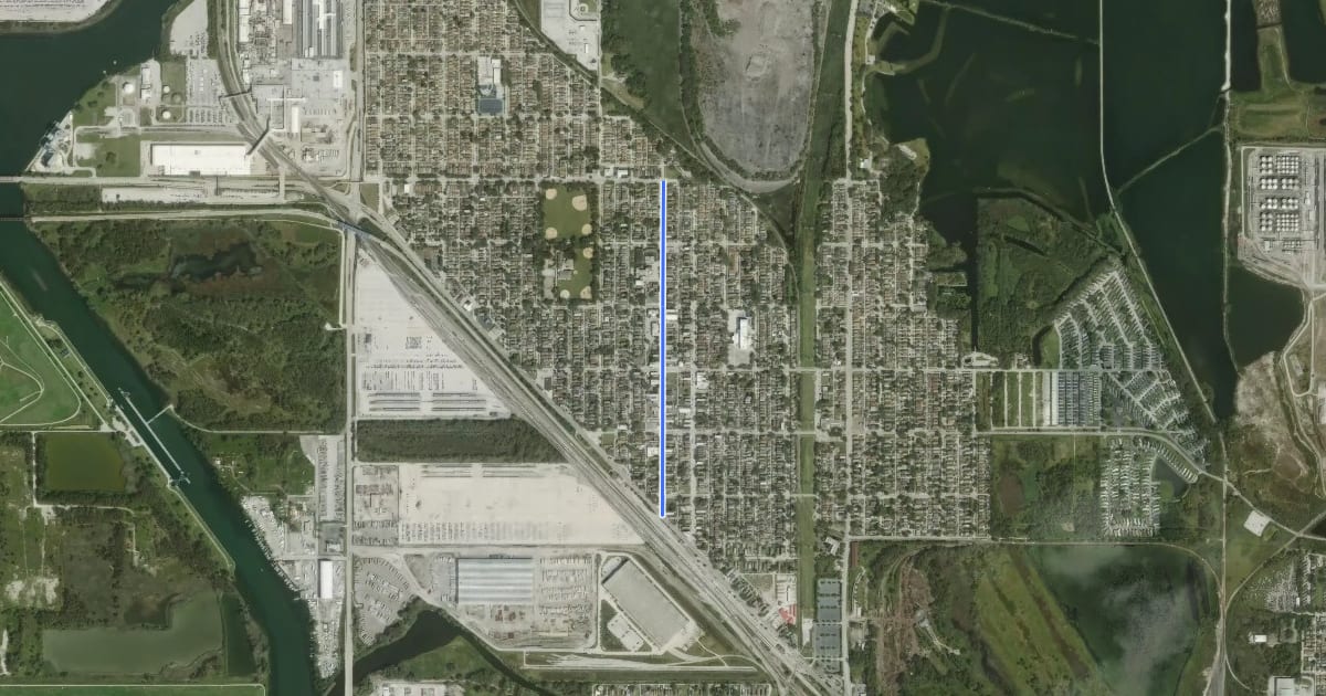 Маршрут Baltimore Avenue на спутниковом снимке