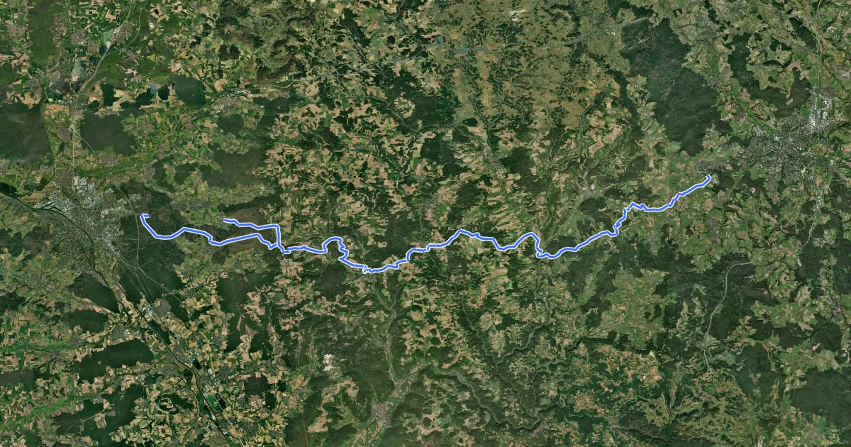 Маршрут Bamberg - Mistelgau (Oberjägermarterweg) на спутниковом снимке