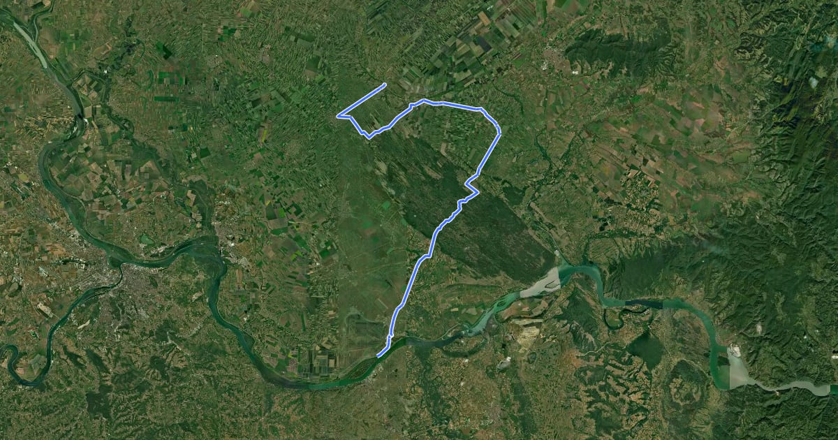 Маршрут Banatska biciklistička ruta Kovin - Alibunar на спутниковом снимке