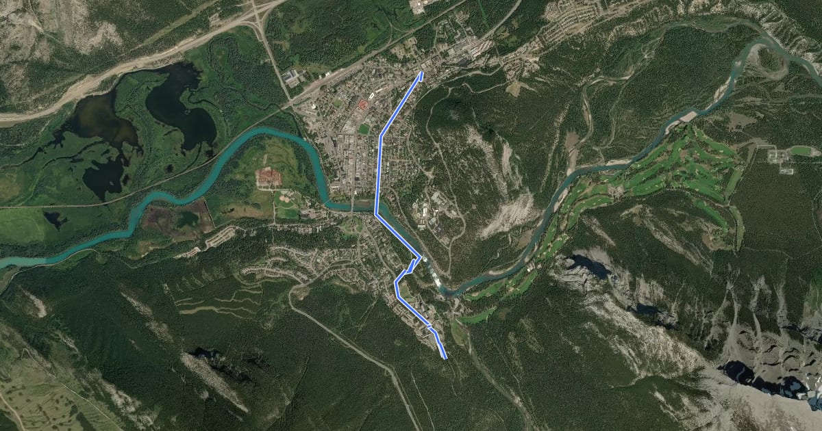 Маршрут Banff Trans Canada Trail на спутниковом снимке