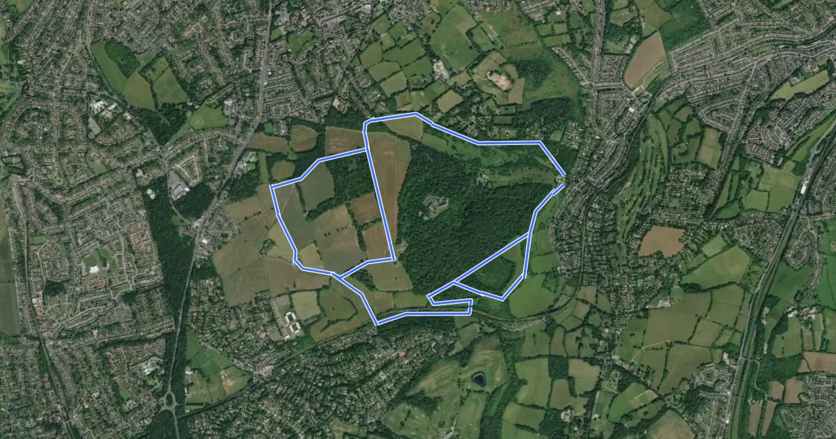 Маршрут Banstead Countryside Walk на спутниковом снимке