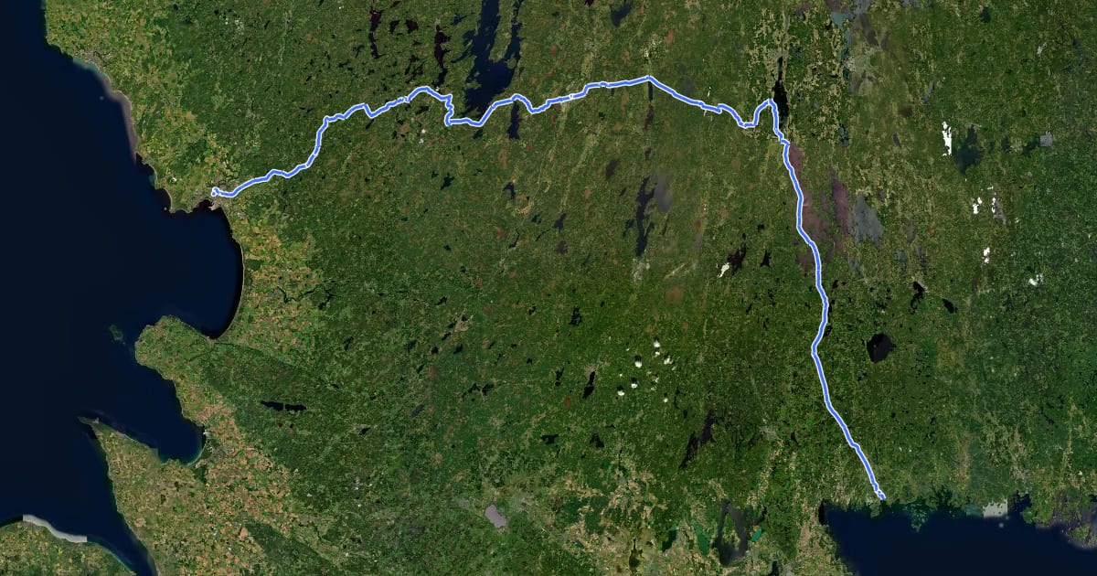 Маршрут Banvallsleden на спутниковом снимке