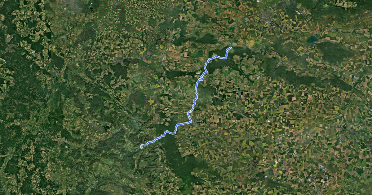 Маршрут Barbarossaweg (Teilstück Treffurt - Friedrichslohra) на спутниковом снимке