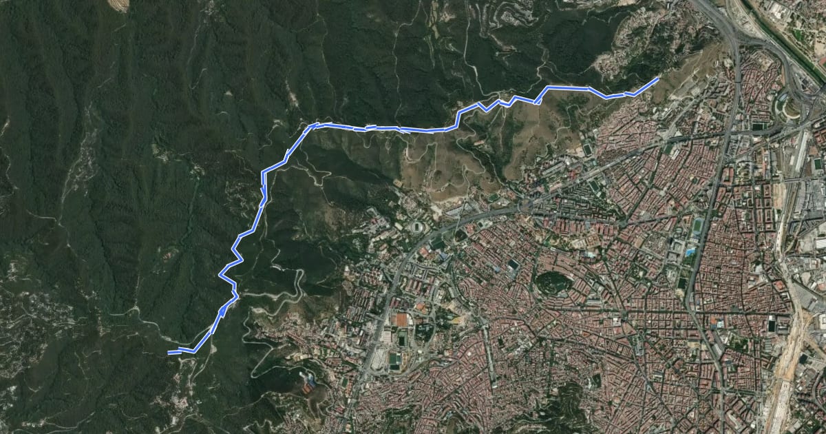 Маршрут Barcelona als peus - De Tore Baró al Tibidabo на спутниковом снимке