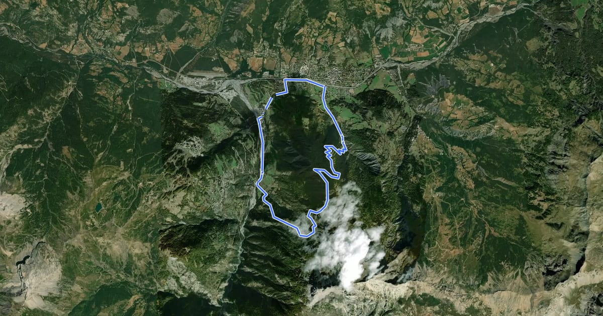 Маршрут Barcelonnette - Col des Alaris - Uvernet-Fours на спутниковом снимке