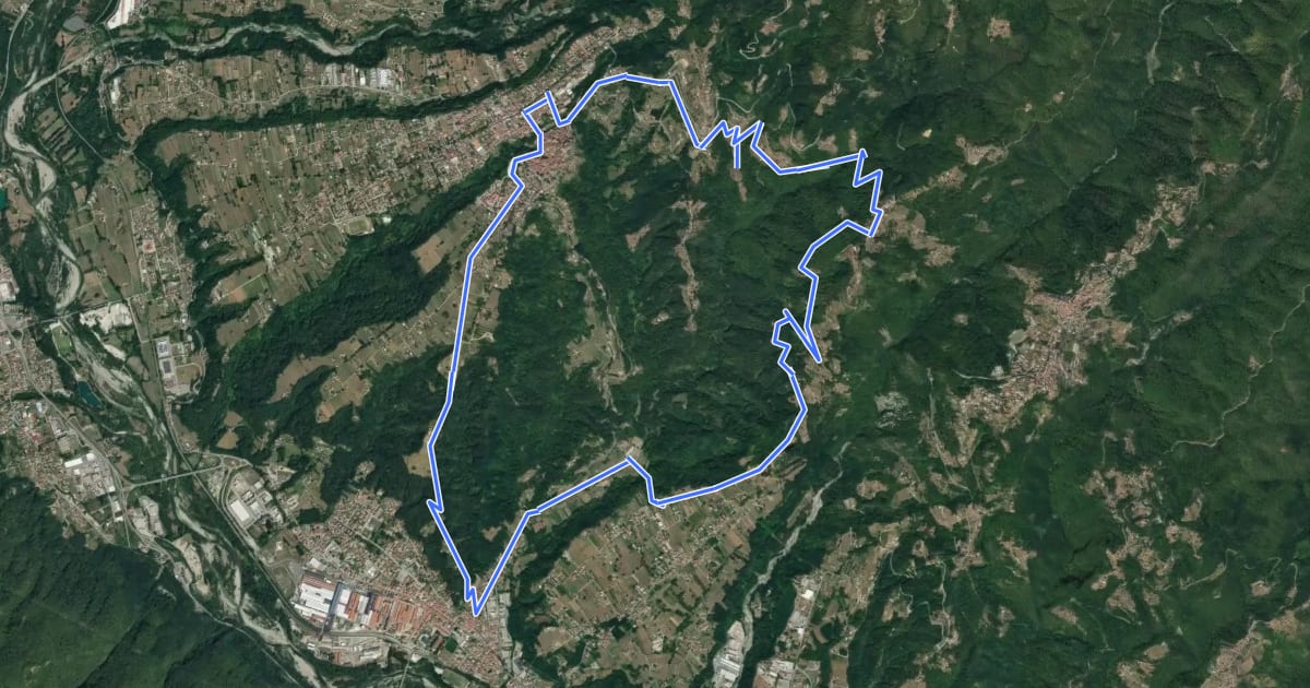 Маршрут BARGA - TIGLIO - FILECCHIO - FORNACI - BARGA на спутниковом снимке
