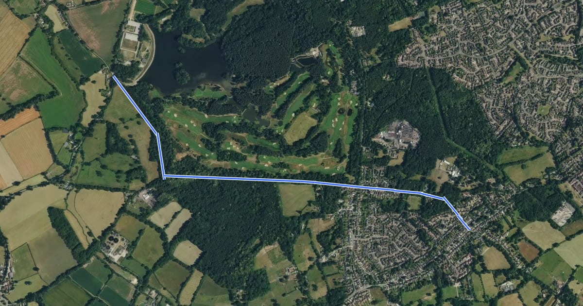 Маршрут Barkham Useful Cycle Routes на спутниковом снимке
