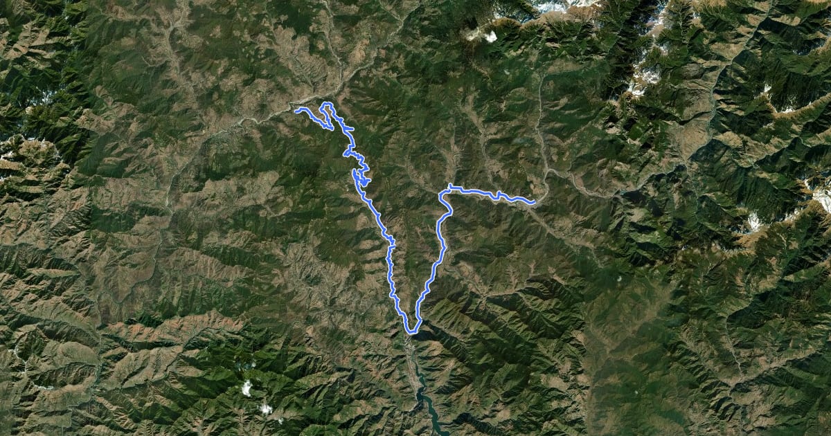 Маршрут Barkot to Uttarkashi на спутниковом снимке