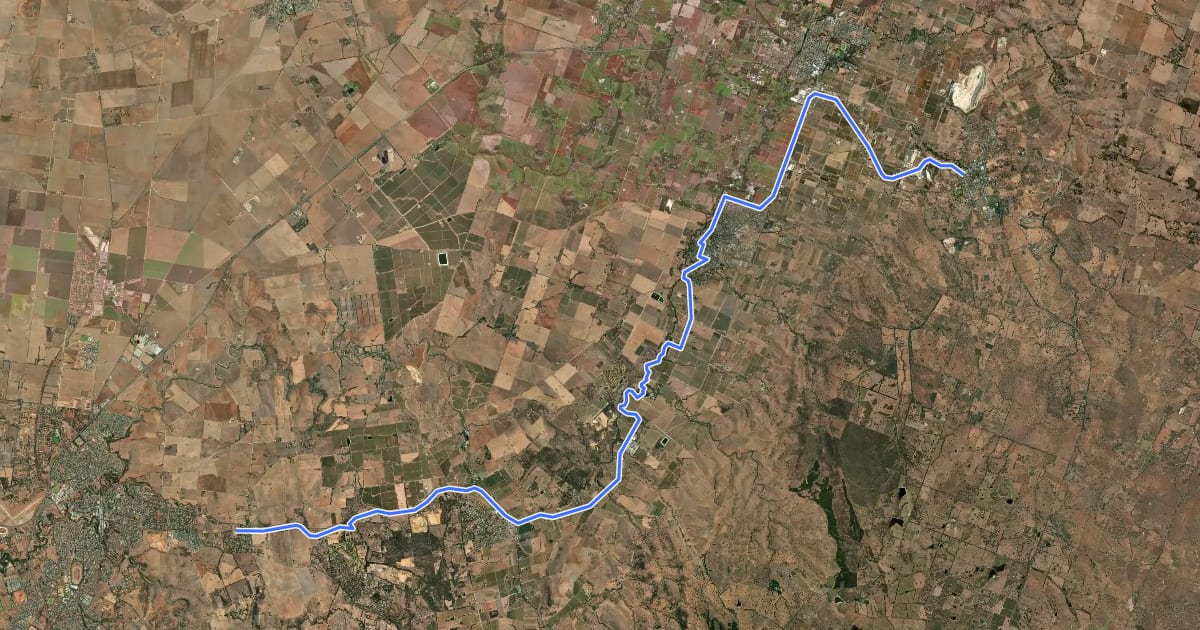 Маршрут Barossa Trail на спутниковом снимке