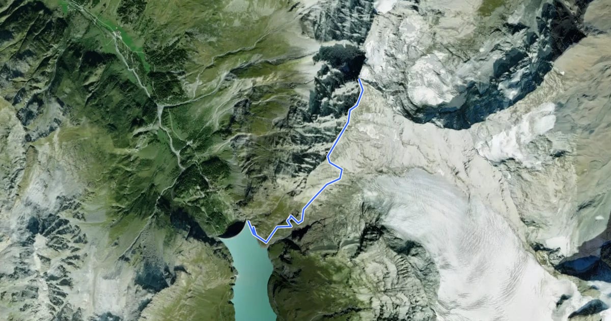Маршрут Barrage de Mauvoisin - Le Pleureur на спутниковом снимке
