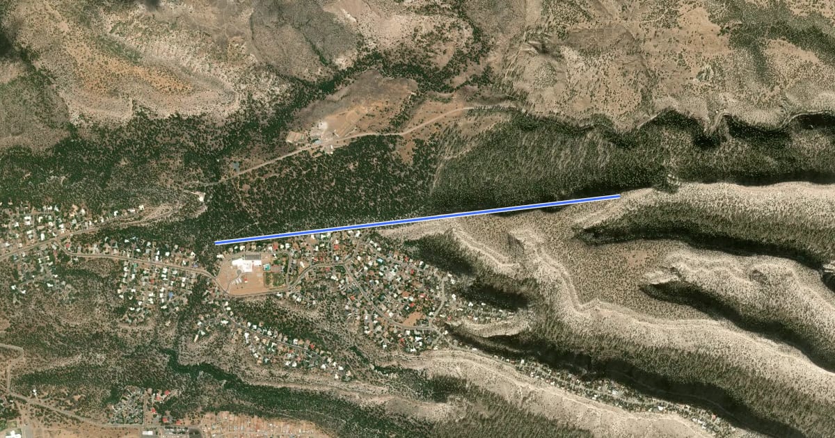 Маршрут Barranca Mesa North Rim Trail на спутниковом снимке